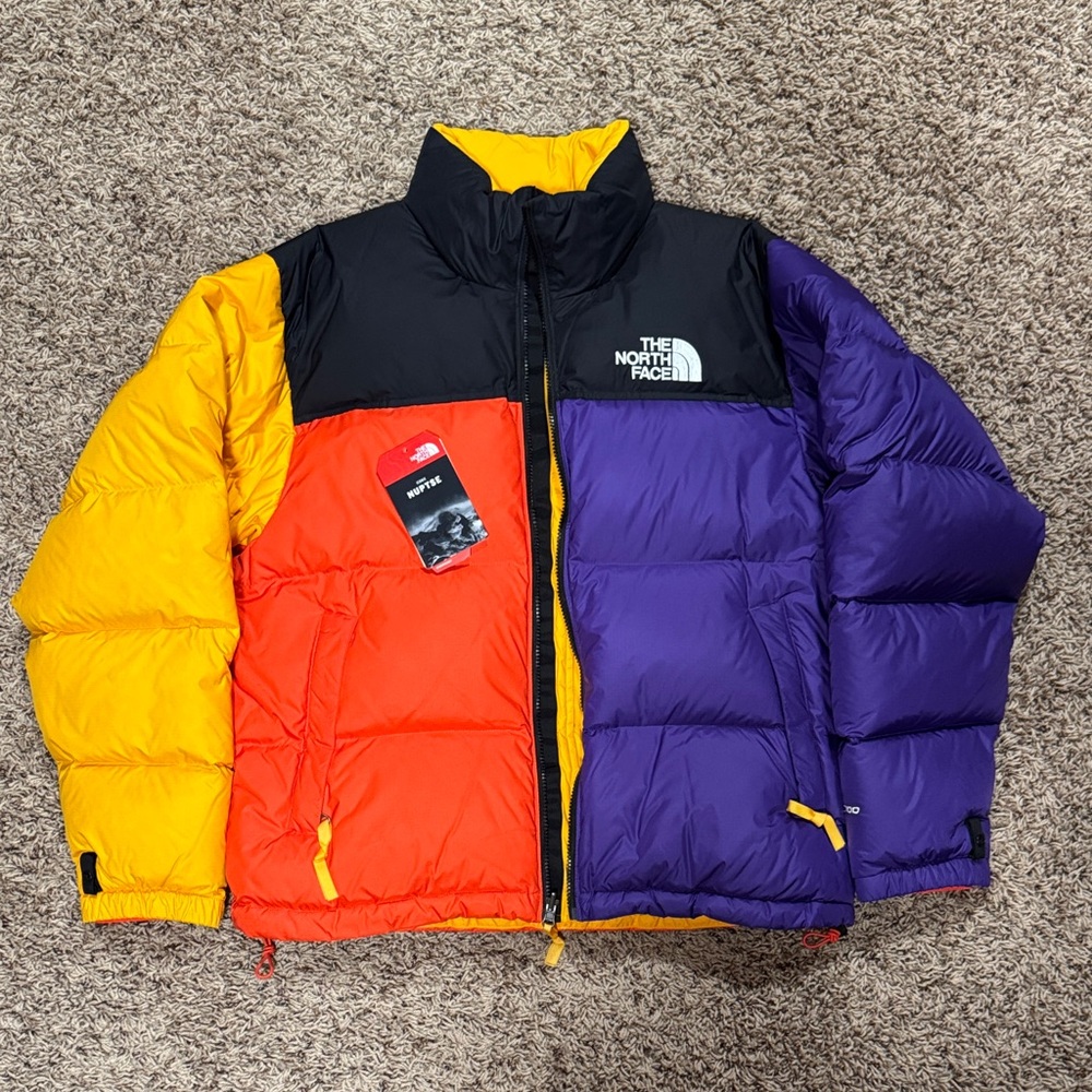The North Face Multicolor Puffer Jacket - Black, Yellow, Red, Purple